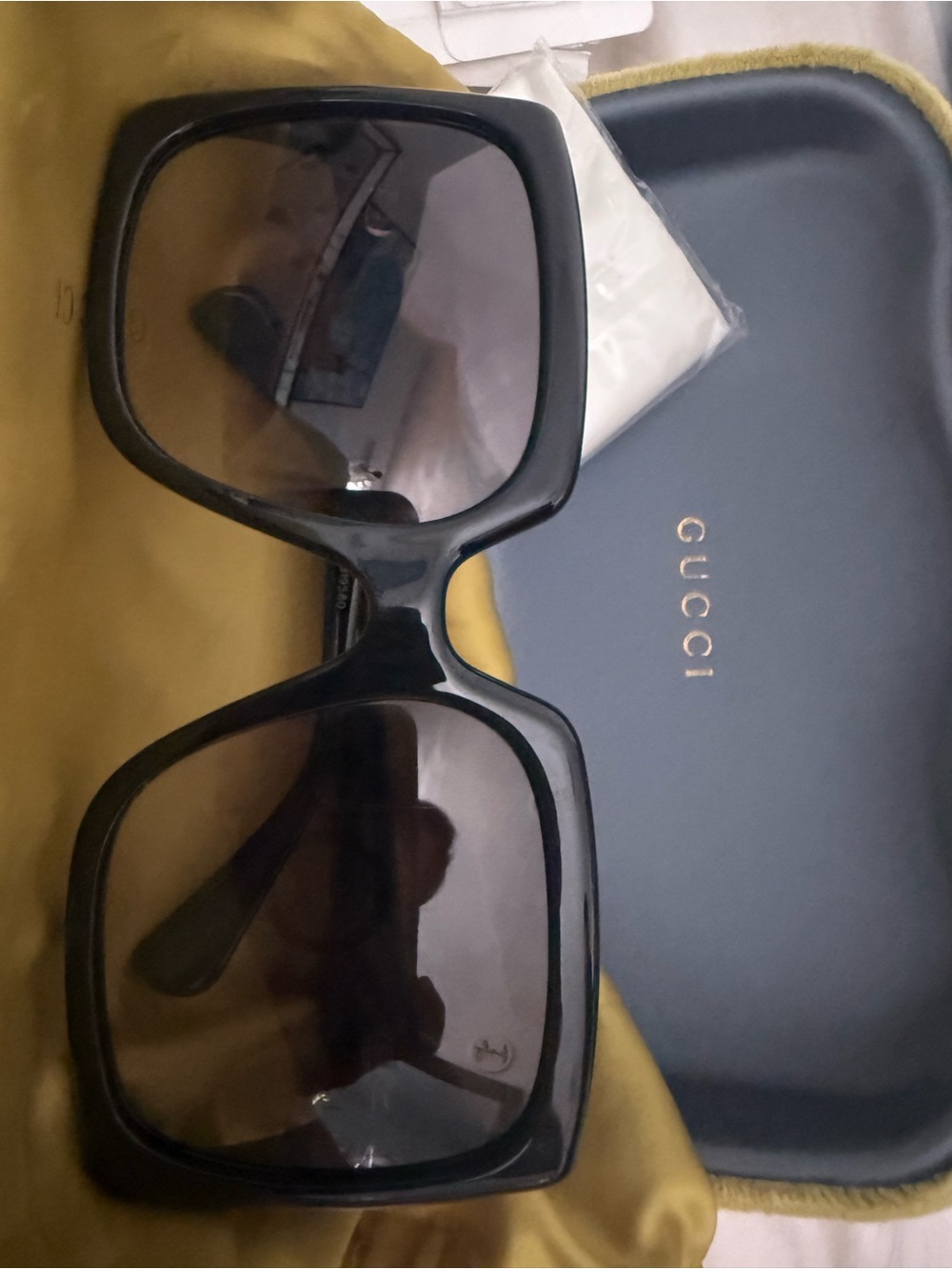 Gucci Black Oversized Square Sunglasses with Gradient Lenses